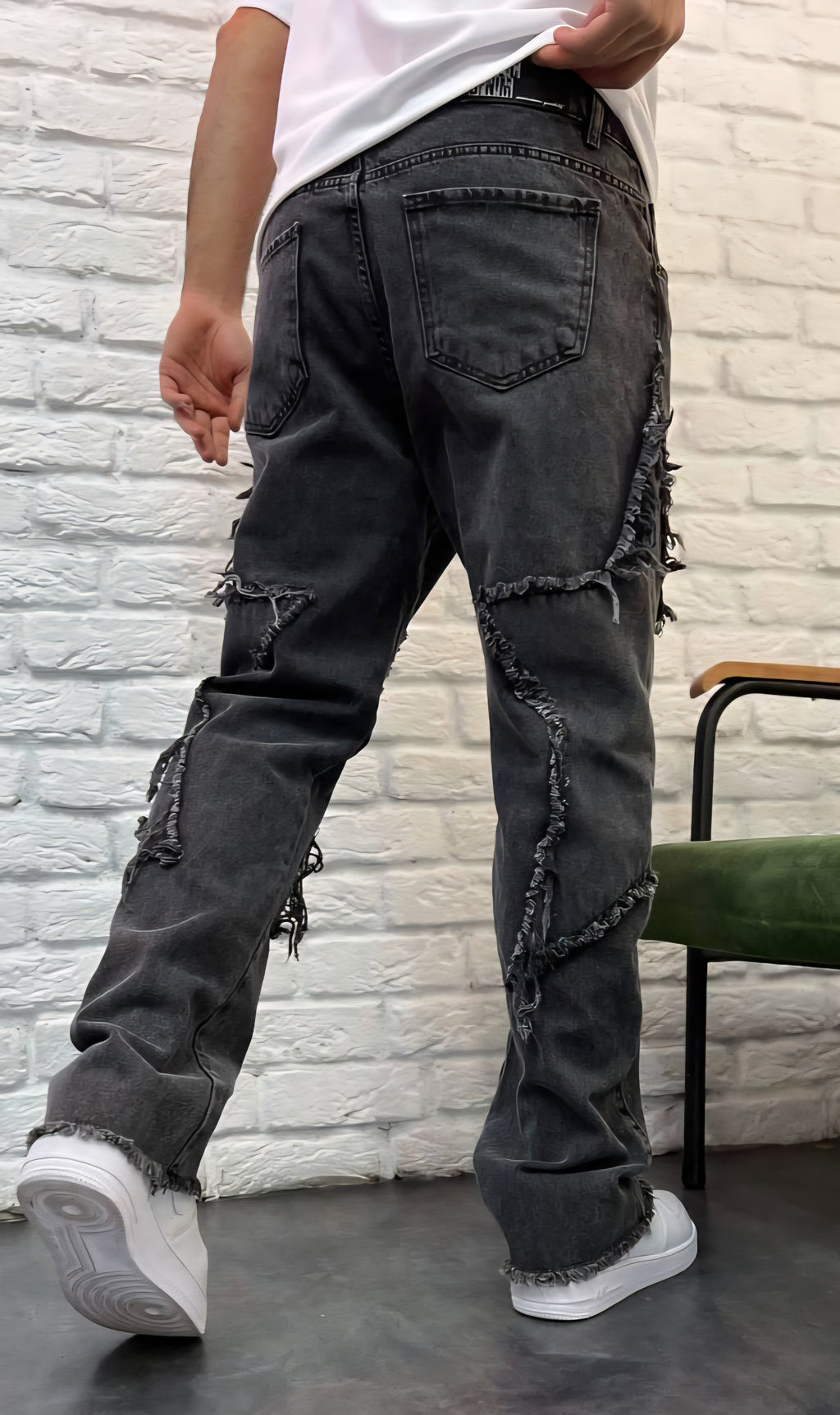 Jeans noir couture "étoile"