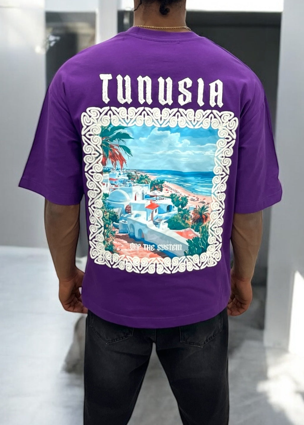 T-shirt oversize violet "Tunusia" homme