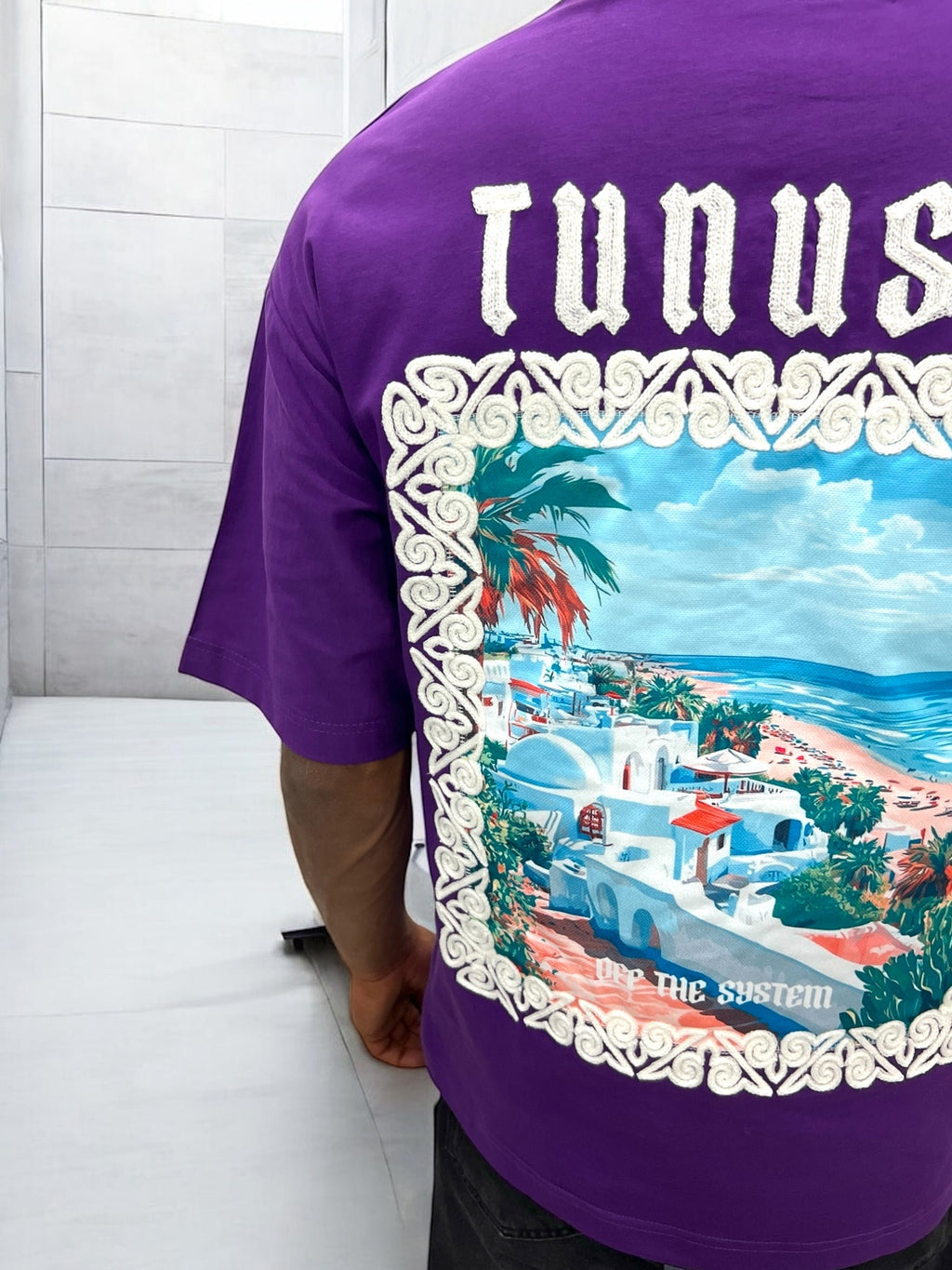 T-shirt oversize violet "Tunusia" homme