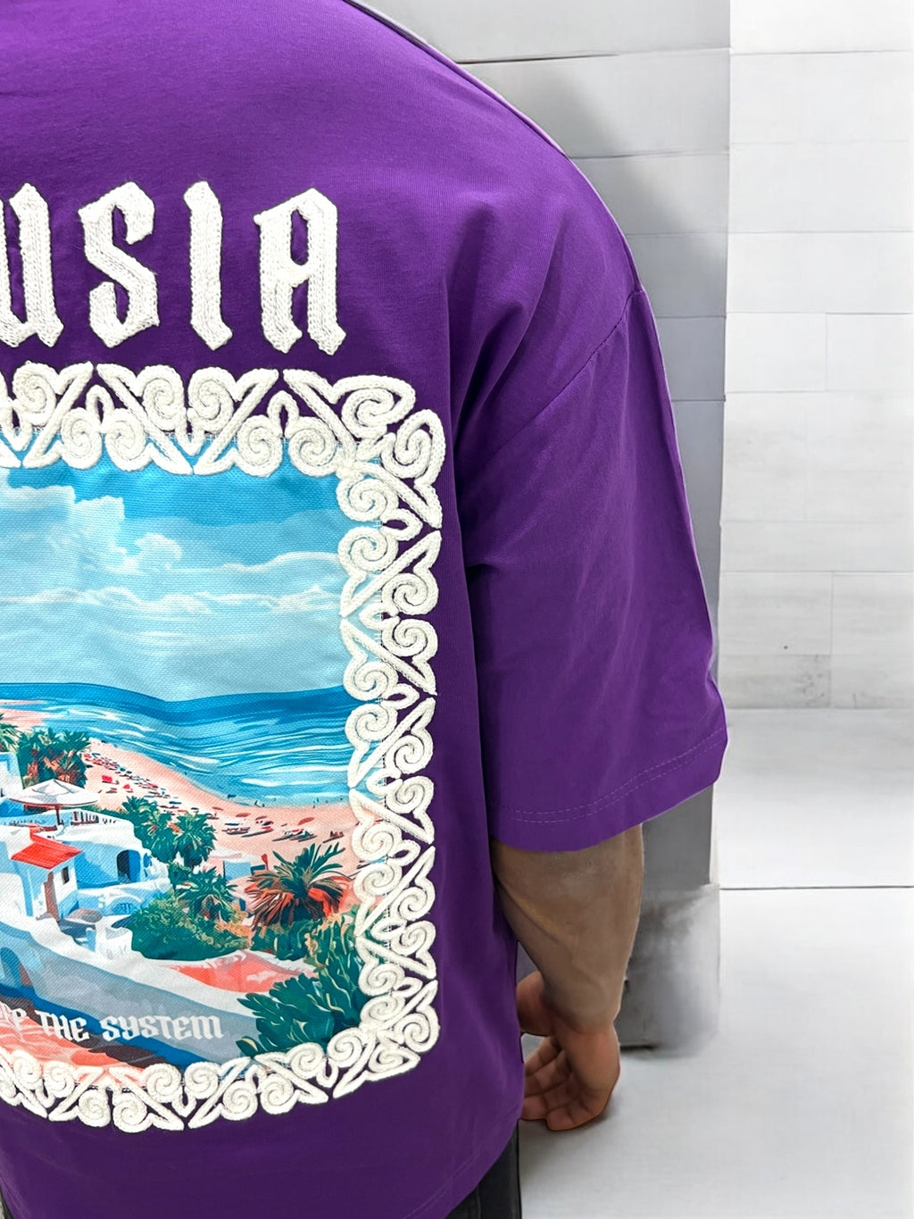 T-shirt oversize violet "Tunusia" homme