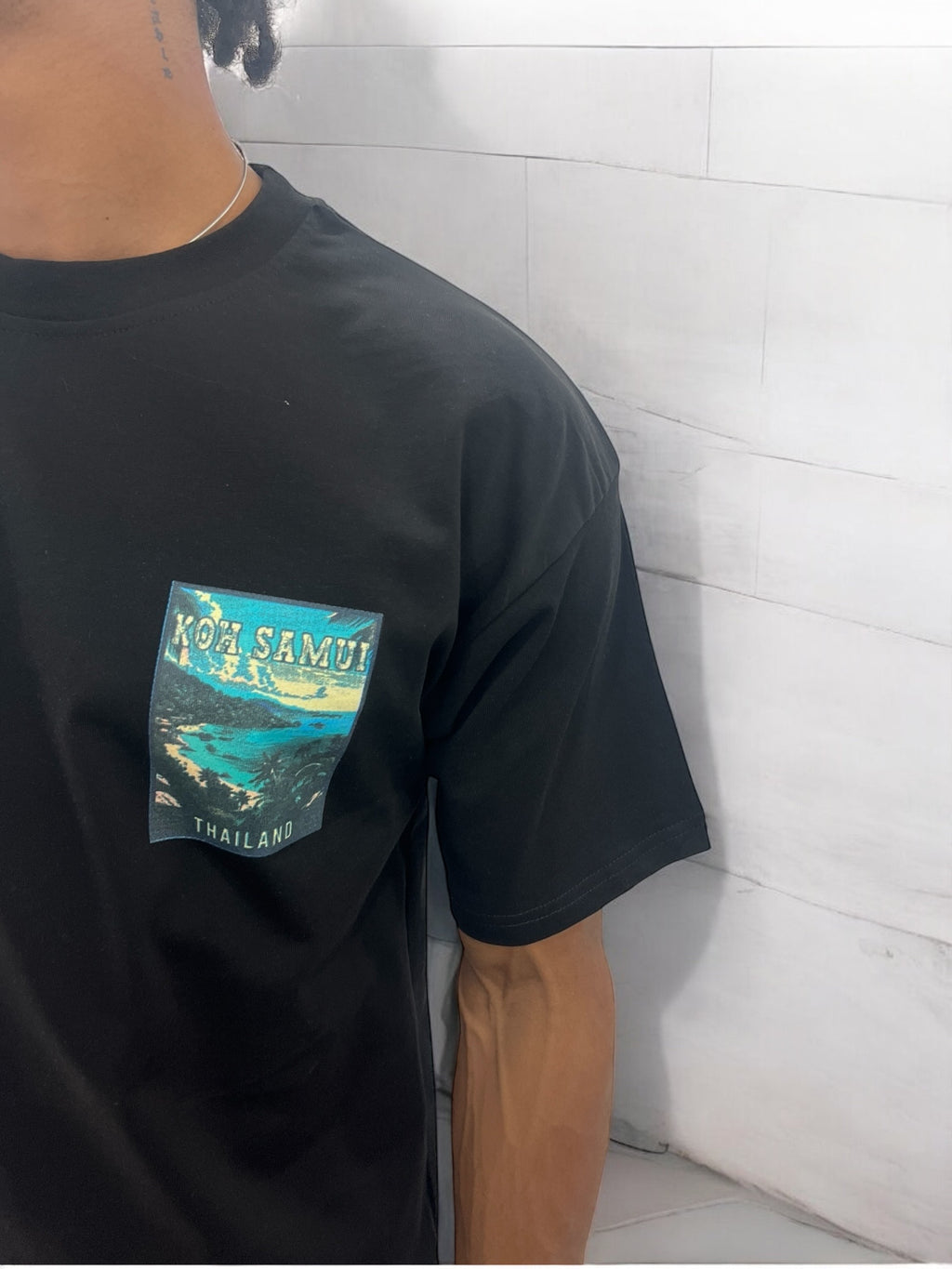 T-shirt oversize noir "Koh Samui" – Thaïlande édition vintage plage tropicale