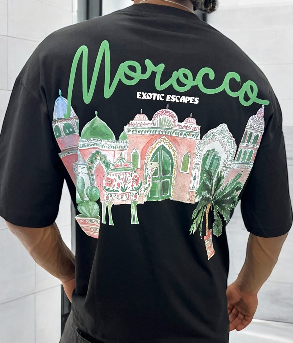 T-shirt “Morocco – Exotic Escapes” – Évasion graphique & ambiance orientale