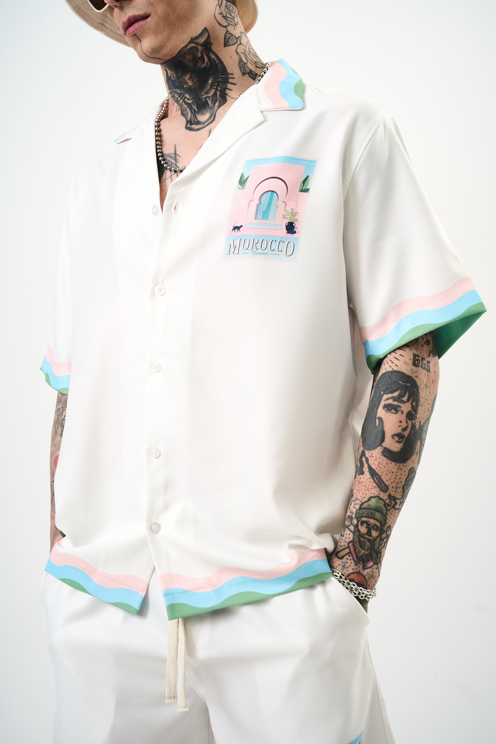 Ensemble chemise short “Marrakech Postcard” – Édition MOROCCO