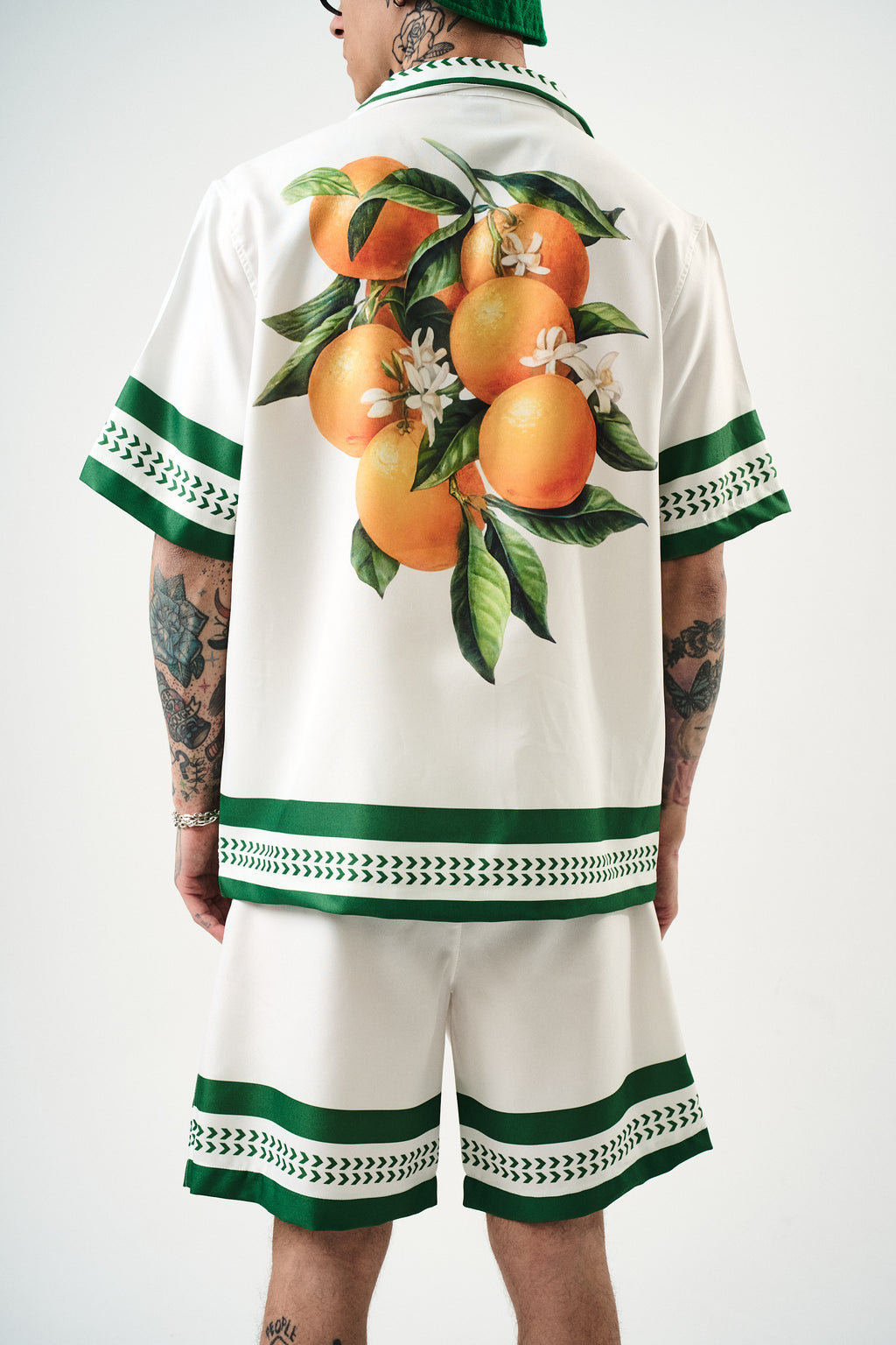 Ensemble Chemise & Short "Citrus Garden" - Blanc & Vert