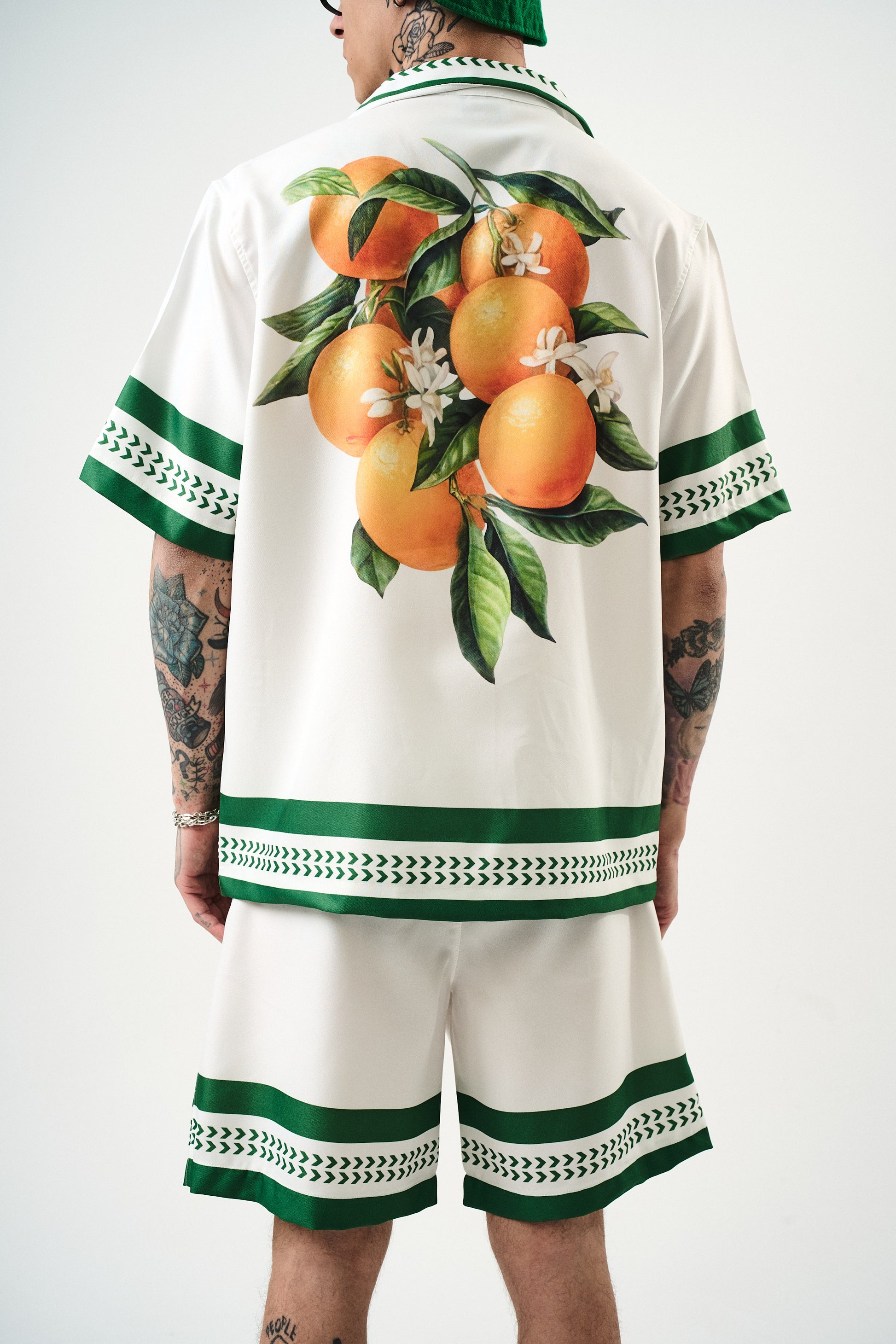Ensemble Chemise & Short "Citrus Garden" - Blanc & Vert